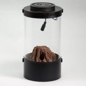Bantamarium V2 (Insect Terrarium) with Tall Base, Basic Top, Light Cap, & Tree Stump Decor