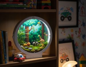 Bantamarium C2 HORO Clock Terrarium being used as a jungle-themed terrarium