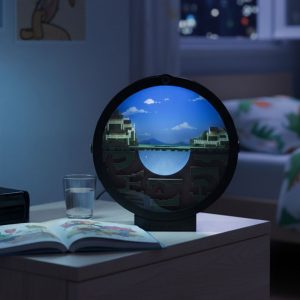 Bantamarium C2 Outworld RING sitting on a kids nightstand