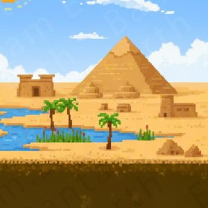 Pixelated Ancient Egypt Backdrop| Printable Tank Backgrounds