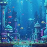 Pixelated Atlantis Backdrop| Printable Tank Backgrounds