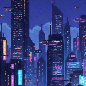 Pixelated Cyberpunk Backdrop | Printable Tank Backgrounds