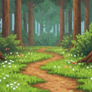 Pixelated Forest Backdrop | Printable Tank Backgrounds