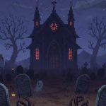 Pixelated Graveyard Backdrop | Printable Tank Backgrounds