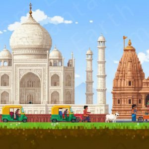 Pixelated India Backdrop | Printable Tank Backgrounds