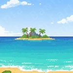 Pixelated Island Backdrop | Printable Tank Backgrounds