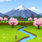 Pixelated Japan Backdrop | Printable Tank Backgrounds