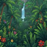 Pixelated Junglescape Backdrop | Printable Tank Backgrounds
