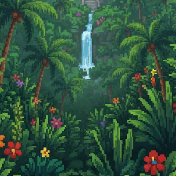 Pixelated Junglescape Backdrop | Printable Tank Backgrounds