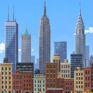 Pixelated New York Backdrop | Printable Tank Backgrounds