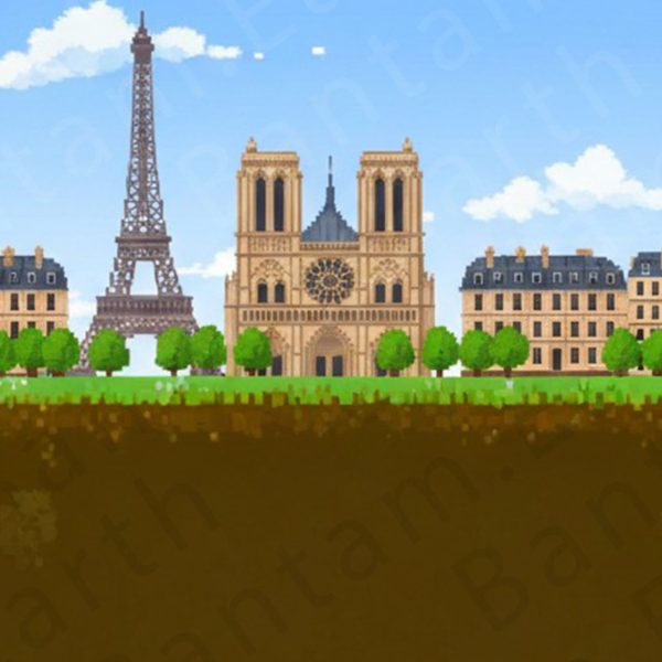 Pixelated Paris Backdrop | Printable Tank Backgrounds
