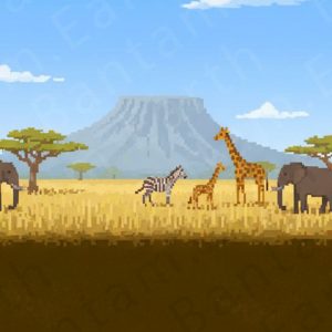 Pixelated Safari Backdrop | Printable Tank Backgrounds