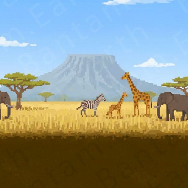 Pixelated Safari Backdrop | Printable Tank Backgrounds