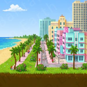 Pixelated Miami Backdrop | Printable Tank Backgrounds