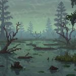 Pixelated Swamp Backdrop | Printable Tank Backgrounds
