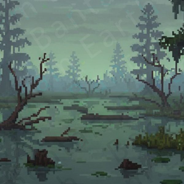 Pixelated Swamp Backdrop | Printable Tank Backgrounds