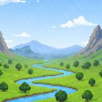 Pixelated Valley Backdrop | Printable Tank Backgrounds