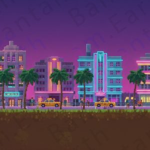 Pixelated Vice City Backdrop | Printable Tank Backgrounds