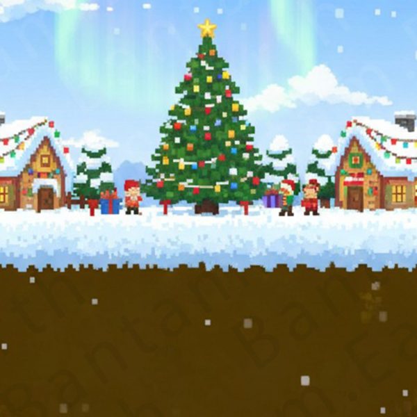 Pixelated Christmas Backdrop | Printable Tank Backgrounds